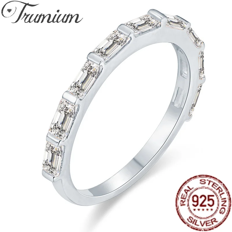 

Trumium Genuine 925 Sterling Silve Wedding Bands rings for Women Geometric Zircon Elegant Engagement ring Bridal Fine Jewelry