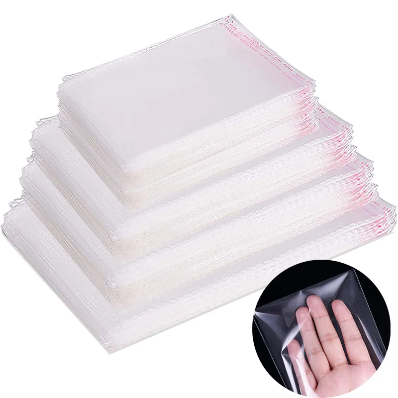 100Pcs Transparent Opp Bags Self Sealing Plastic Bag for Jewelry Candy Cookie Packaging Cellophane Bag Gift Supplies TMZ