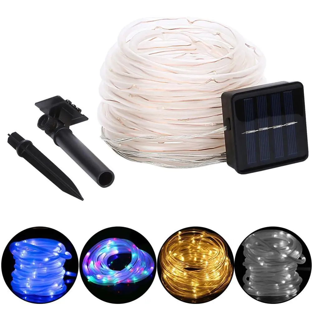 Upgrade PVC Solar Led Strip With Solar Panel Copper Wire Tube Light Waterproof Outdoor Wedding Party Decor Garden Camping Lamp led string lights