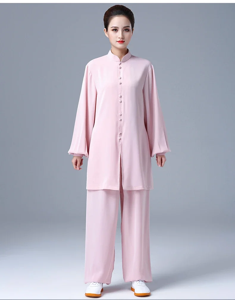 

Summer Tai Chi Clothes Wrinkle Free Wushu Clothing Kung Fu Dress Martial Art Uniform Breathable 2022 New Style Lotus Root Pink