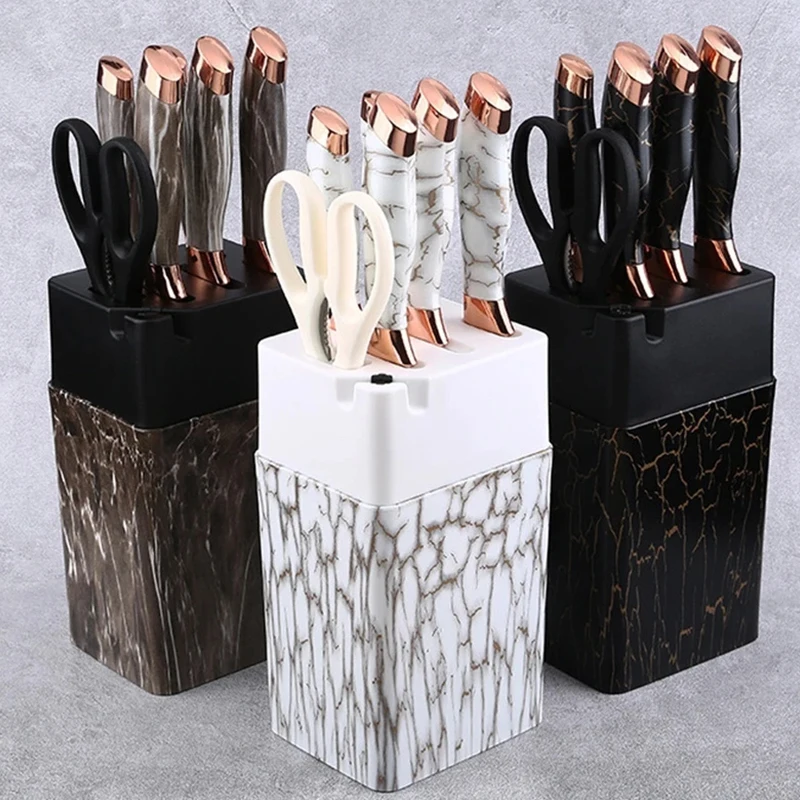 7PCS Kitchen Knife Set Stainless Steel Scissors with Knife Sharpener Knife  Holder Bread Knife Sharp Cooking Knife - AliExpress