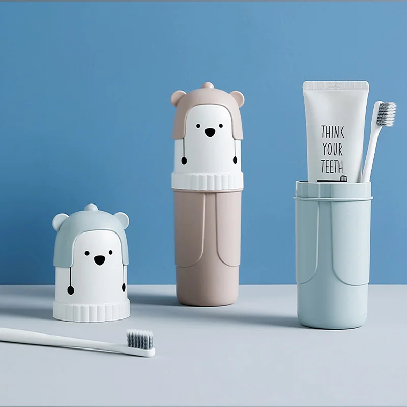 Cute Kids Travel Toothbrush Cup Case Portable Toothbrush Holder with Cartoon Cover Toothpaste Storage Case for Kids Bathroom for kids toothbrush case