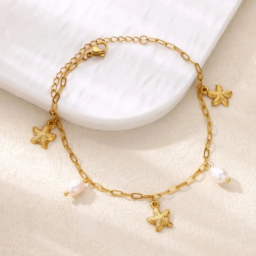 Pearl Starfish Anklets for Women Beach Summer Jewelry