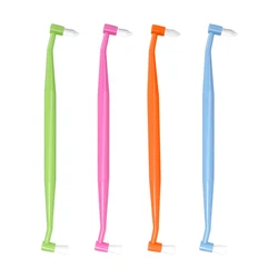 Orthodontic Double Head Soft Bristle Toothbrush for Braces and Interdental Cleaning (Orange)
