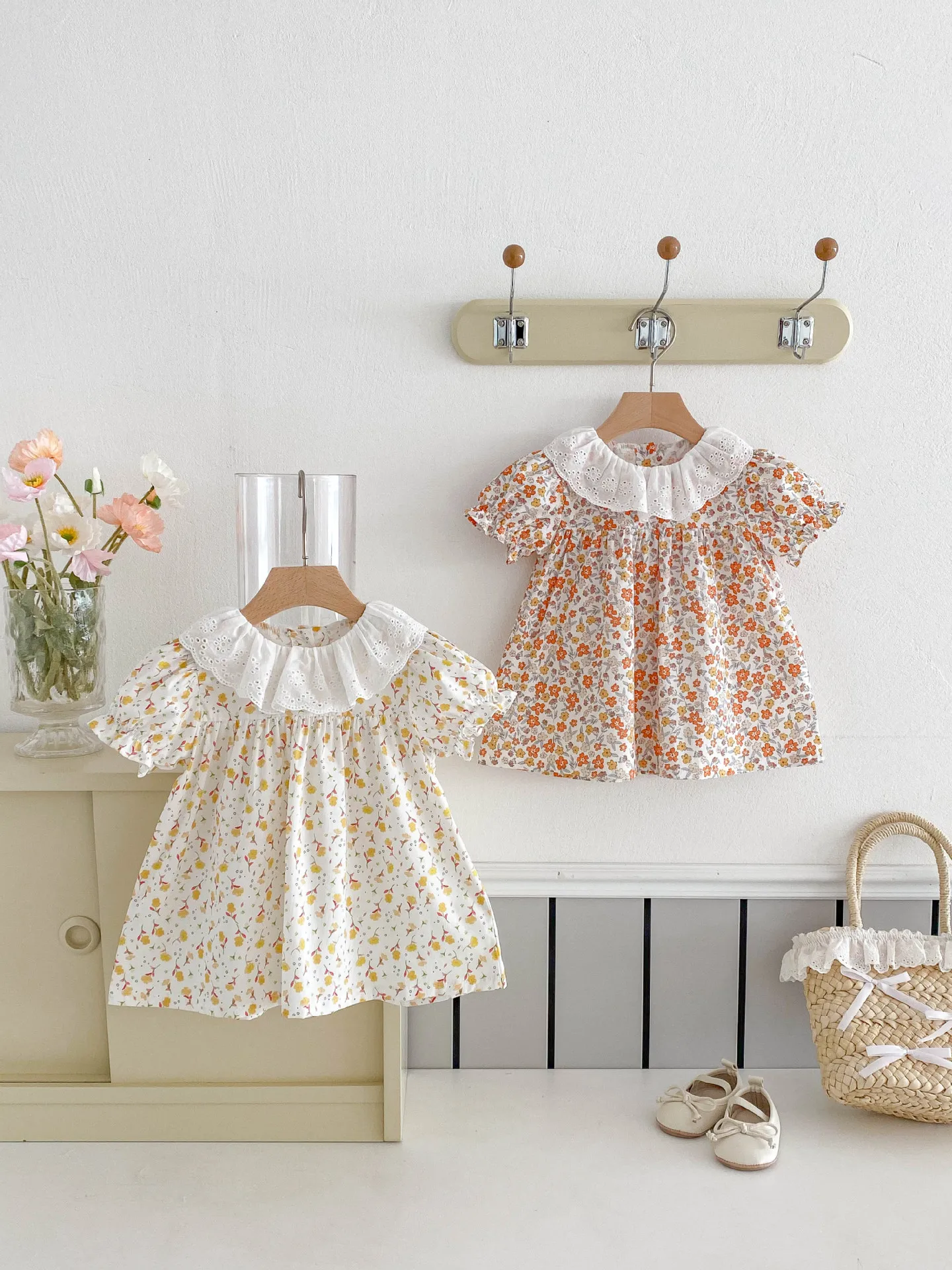 Cute Girls Floral Short Sleeved Summer Dress