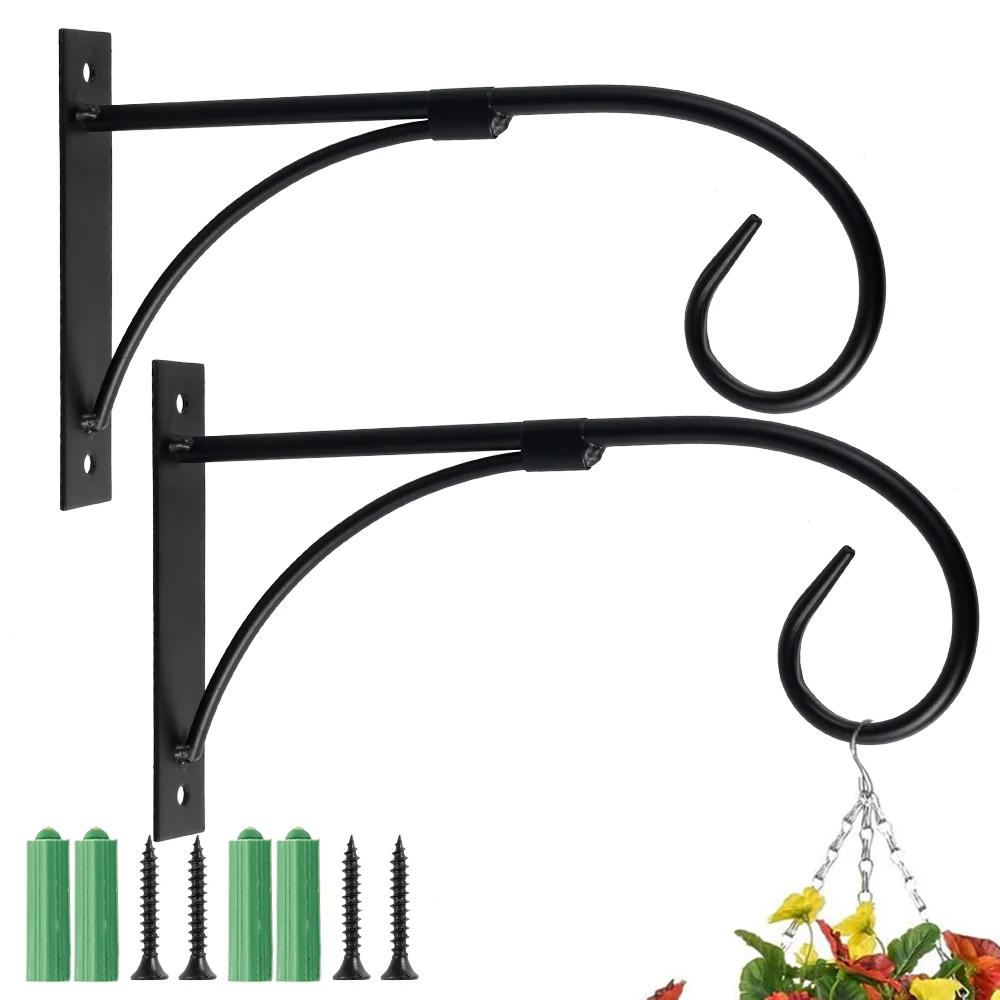 Cabilock Gancio Da Balcone In Ferro Nero, Supporto Per Fiori Pensile, Decorazione Parete Verticale - 3