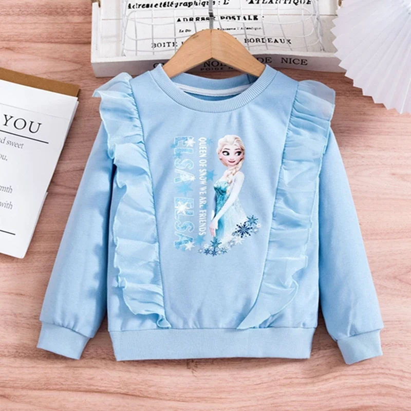 Baby Girls Cartoon Frozen Clothes Girls Long Sleeve Hoodies Sweatshirt Spring Autumn Kids Tshirts Children Tops Toddler Outfits