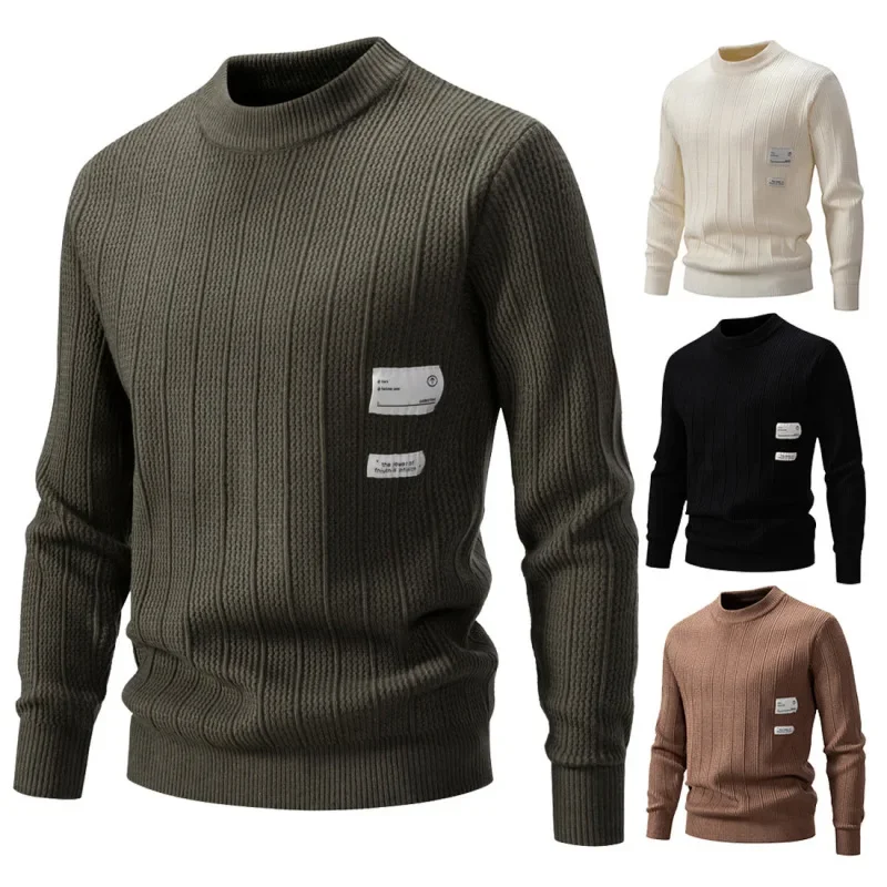 

2023 Autumn/Winter New Men's Fashion Slim Fit Round Neck Warm Pullover Sweater