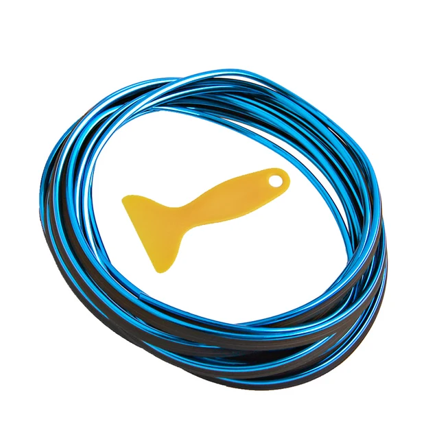 5M Car Dashboard Door Edge Insert Trim Styling Interior Decorative Moulding Universal Auto Accessories Insert Strip With Scraper Blue