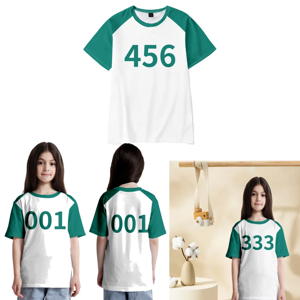 Calamari Game T-shirt Cosplay Costume Numbers Tracksuit Player 456 333 001 Party Clothes Unisex Adult Clothes Boys Girls Tshirt