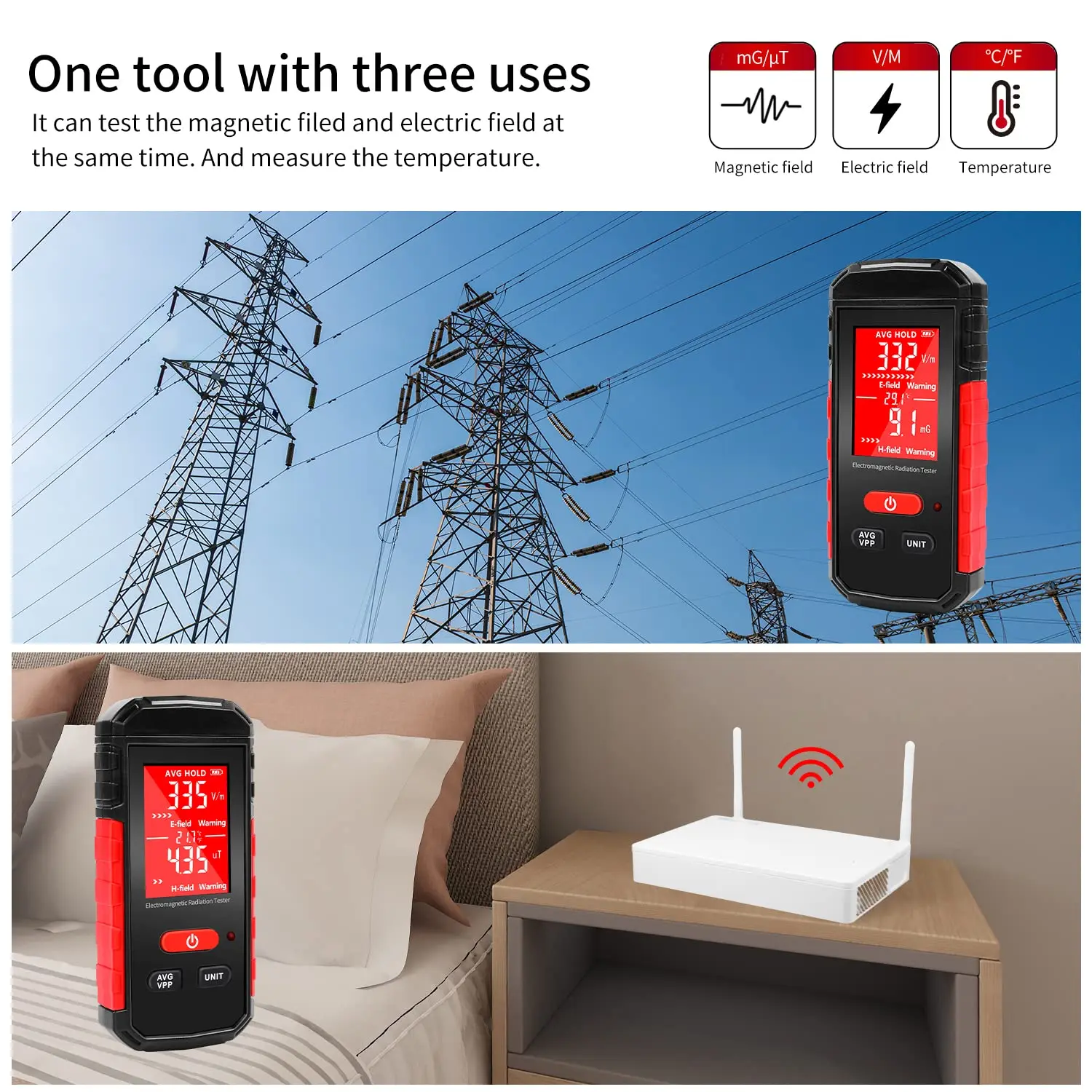 Electromagnetic Radiation Detector Magnetic Field Detector Ghost Hunting Paranormal Equipment Tester Portable Counter 5