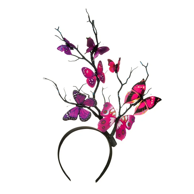 Adult Kids Deer Antler Butterfly Crown Headbands Tree Branches Hairband Forest Goddess Headdress navidad Wedding Festival