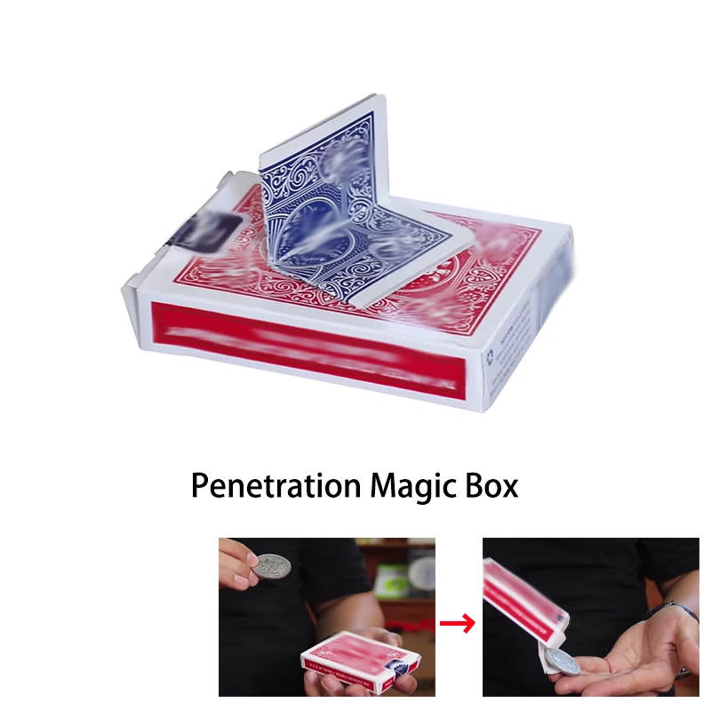 Any Small Item Thru Card Box Close up Magic Tricks Penetration Magic Tricks Illusions Card Magic Props Street Magic magic streamer lightning clip magic tircks item flashing clip out of object painting close up actual combat magic props