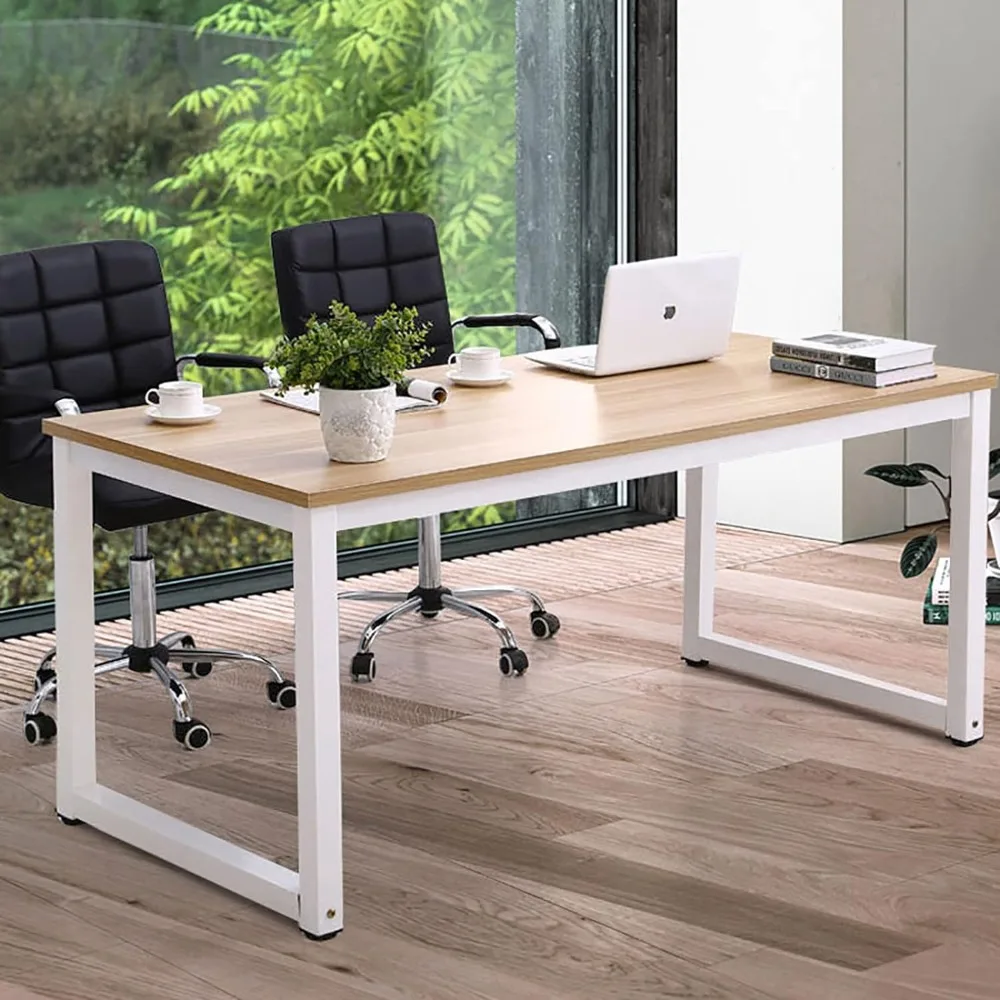 

NSdirect Modern Computer Desk 63 Inch Large Office Desk, Writing Study Table for Home Office Desk Workstation Wide Metal Sturdy
