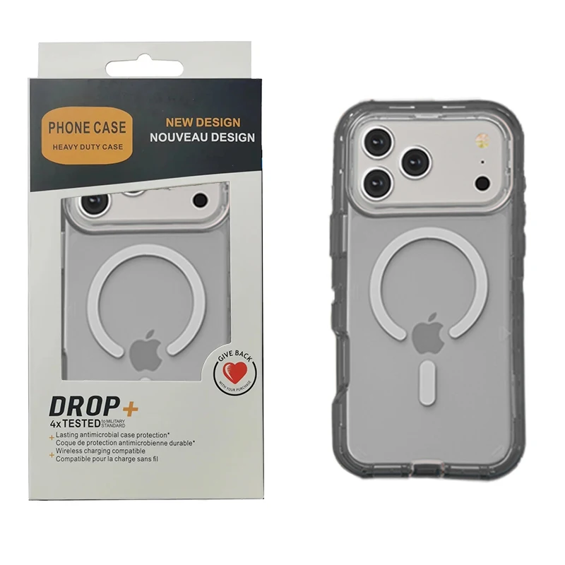 3-in-1 Military Armor Clear Magnetic Charging Case with Enhanced Shockproof Cover