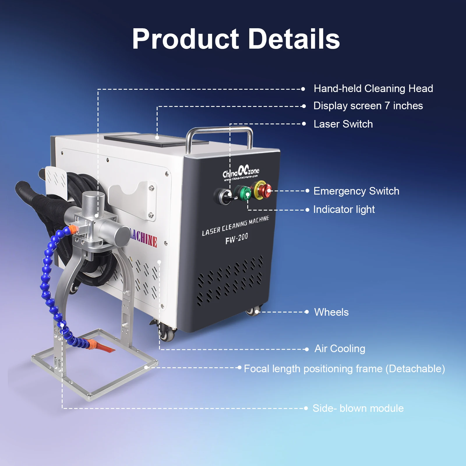300W Pulse Laser Cleaning Machine 200W Air Cooled JPT Cleaner For Remove Rust Oil Paint Metal Wood Model Cleaner DDP