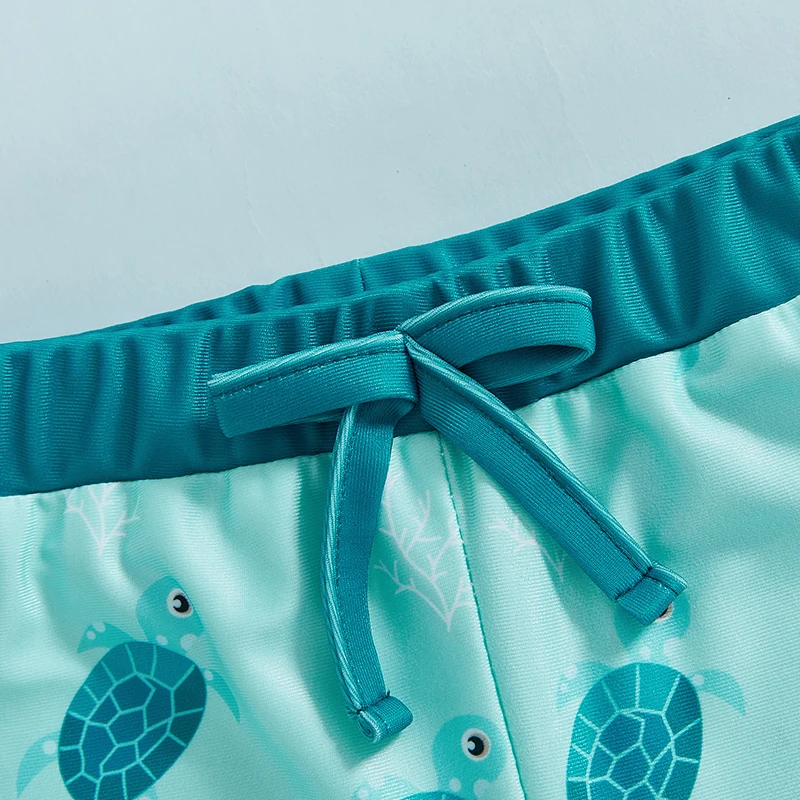 Young Children Cute Shark/Turtle Print Elastic Waist Shorts Little Boys 1-5T Beach Swim Shorts