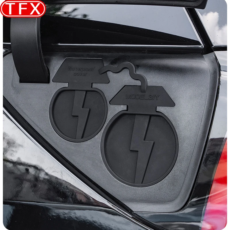 

For Tesla Model 3 Y 2023 2022 2021 Car Charging Port Connected Waterproof Cover With Dust Protection Cover Auto Accessories