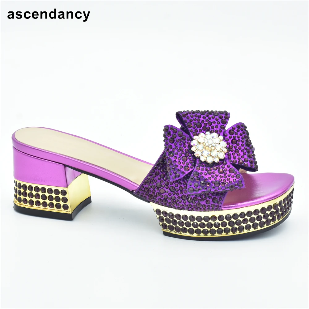 

New Arrival High Heels Open Toe Sandals Designer Shoes Women Luxury 2023 Nigerian Women Wedding Shoes Decorated with Rhinestone