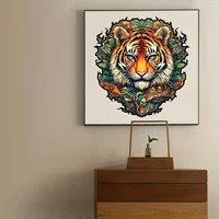 Brave Tiger Wooden Puzzle, Alien Puzzle Toy, Irregular Animal Shaped Wooden Puzzle, Art Deco Painting 2