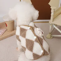 Mode Plaid polaire chiot vêtements manteau Jack chien vêtements ours gilet chiens vêtements animaux de compagnie tenues mignon hiver Yorkies Costume 5