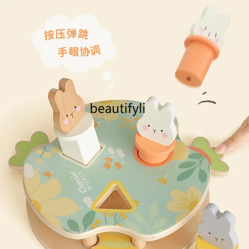 Early education graphic color pairing puzzle 1-2-3 year old boy and girl baby building block wooden bouncing toy