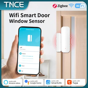 TNCE Tuya Door Window Sensor wifi/zigbee, Open Close Detector Home Security Alarm System, Smart Life Remote Control alexa google 1