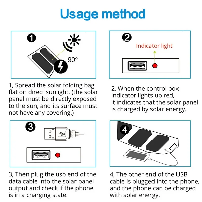 Portable Solar Panel 5V 1A USB Output For Outdoor Camping
