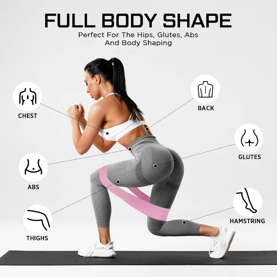 12 Pcs Fabric Resistance Bands for Working Out Booty Workout Stretch Exercise Bands Non Slip for Legs Squat Resistance Loop for