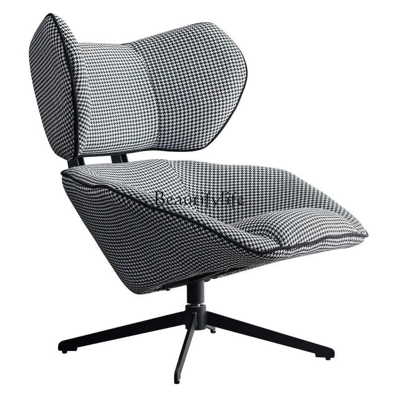 

Houndstooth Single-Seat Sofa Chair Nordic Light Luxury Living Room Swivel Chair Leisure Fabric Snail Chair