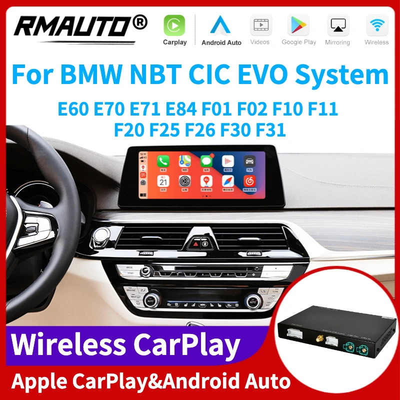 

RMAUTO Wireless Apple CarPlay Android Auto NBT CIC EVO System for BMW All Series E60 E70 E71 E84 F01 F02 F10 F11 F20 F26 F30 F31