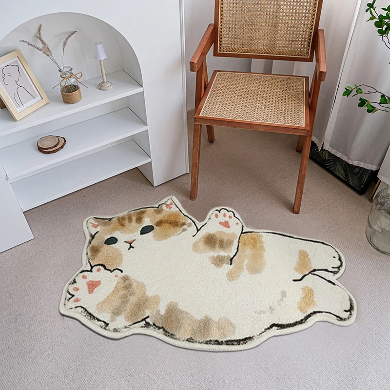 Cute Cat's Carpet INS Cartoon Rug Plush Shaggy Fluffy Irregular Bedside  Thicken Special-Shaped Floor Mat Small Rug Decor Tapis - AliExpress