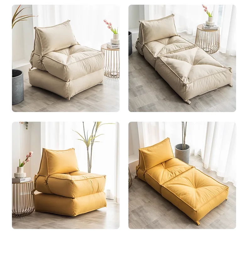 Beanbag Sofa, Single Folding Deck Chair, Backrest Sofa Chair for Balcony, Bedroom and Living Room, Modern, Simple and Flexible