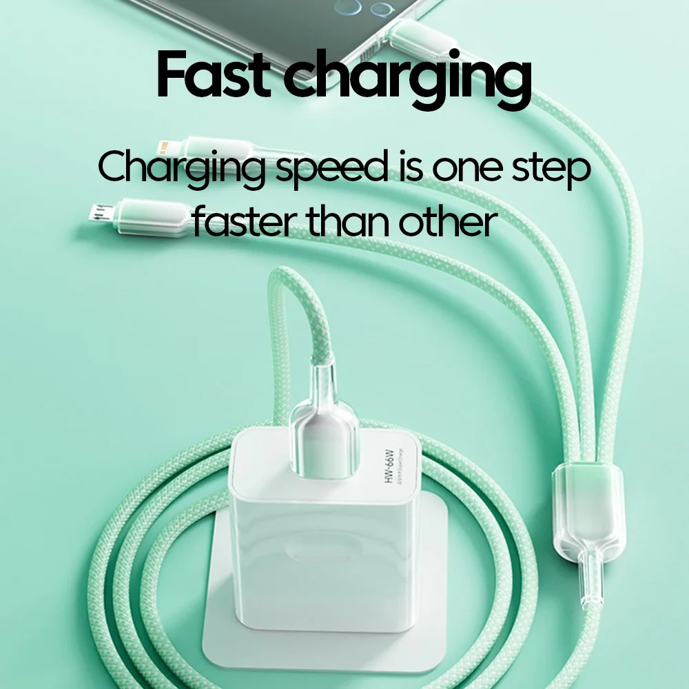 120 واط 3 في 1 USB A إلى Type-c/Lightning/Micro ال...