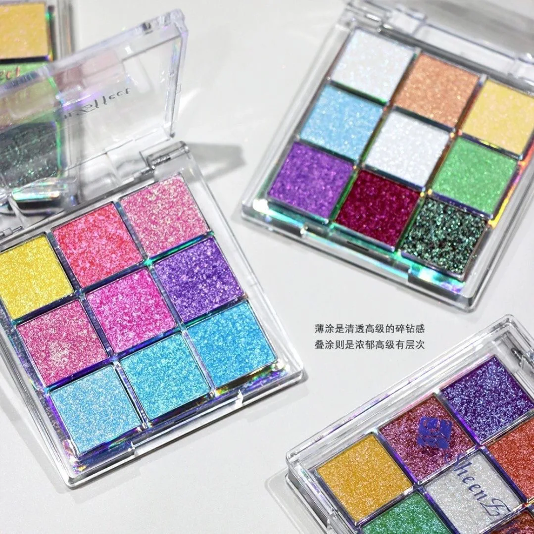 Sheeneffect 9 color eyeshadow plate chameleon delicate and shimmer eyeshadow makeup cosmetics