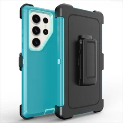 Heavy - Duty Shockproof Phone Case with Belt Clip and Impact Resistance - Galaxy S23 Ultra (Light blue)