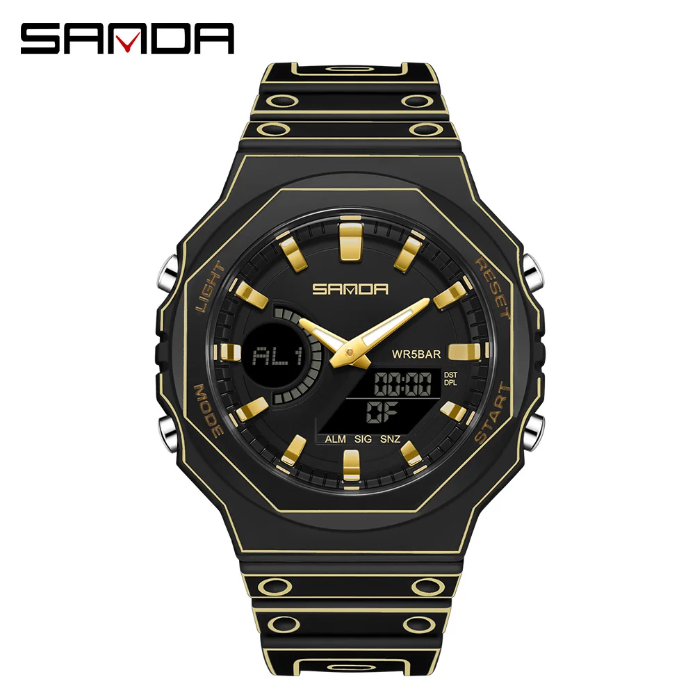 Dual Display Luminous Wristwatch with Stopwatch and Alarm