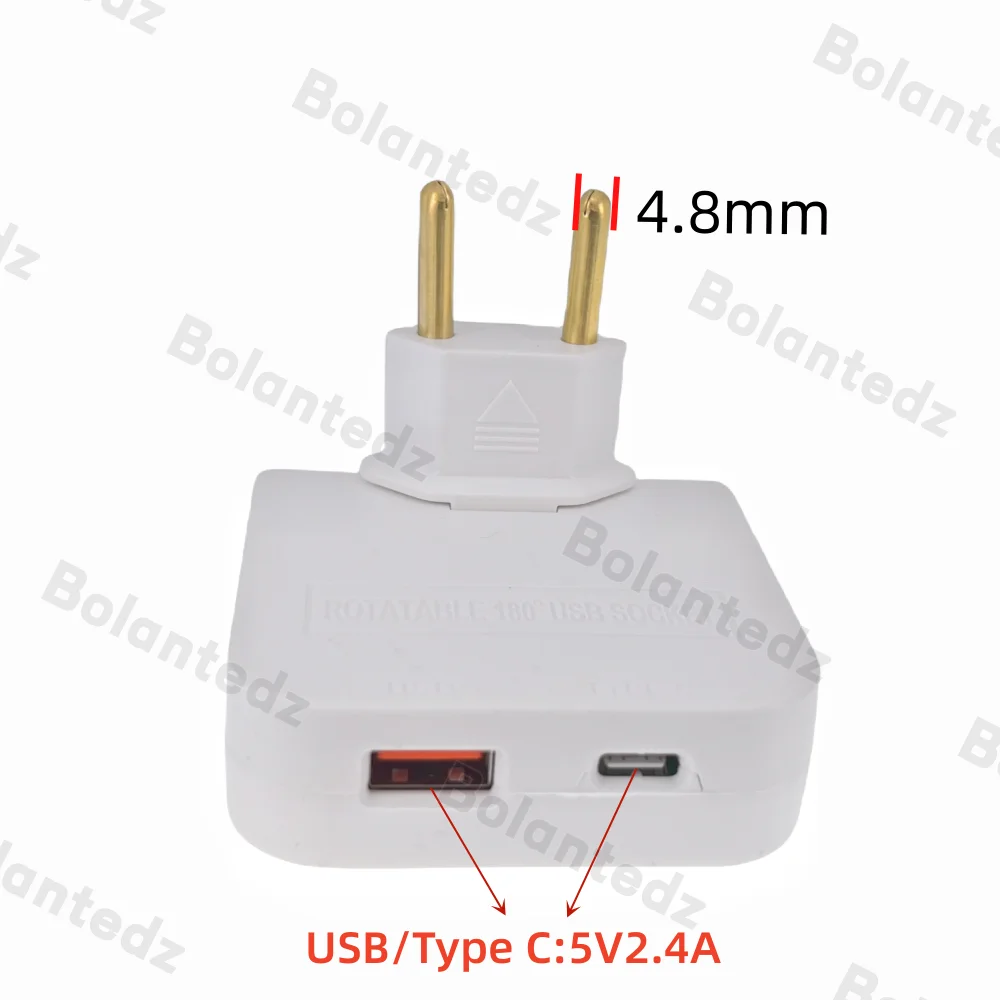 EU socket converter 4 in 1 rotatable socket converter 180 degree for mobile phone charging with usb and type c