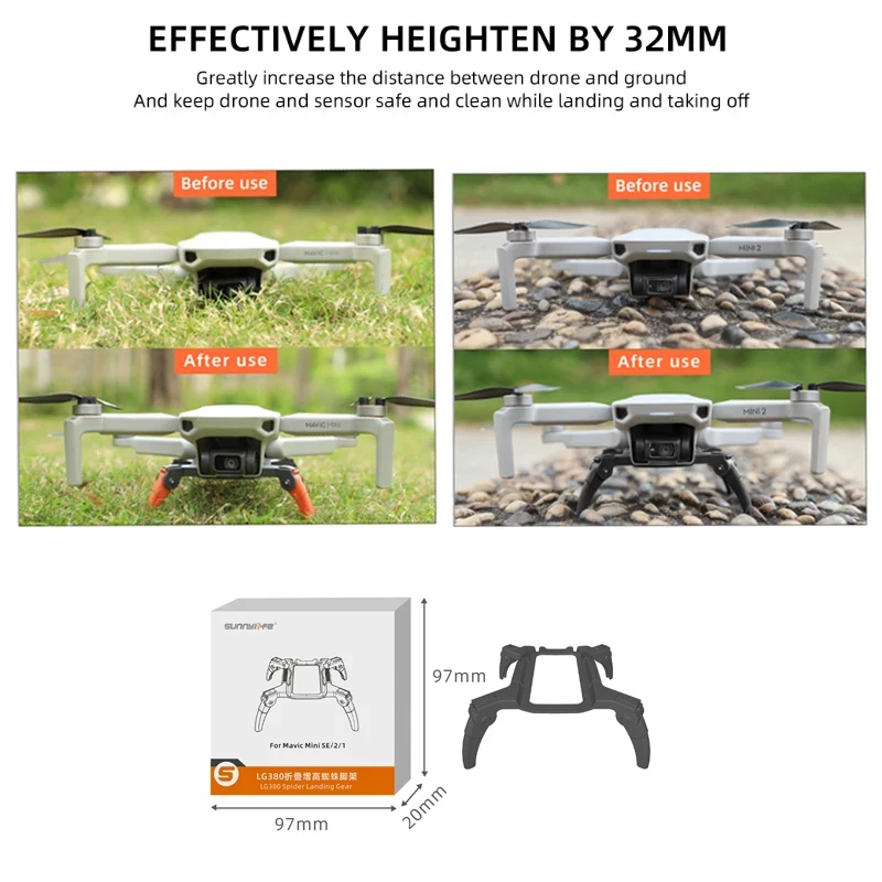 Mavic Mini 2/SE Mini 4K용 랜딩 기어 높이 연장형 다리 보호대 퀵 릴리스 피트 연장 액세서리