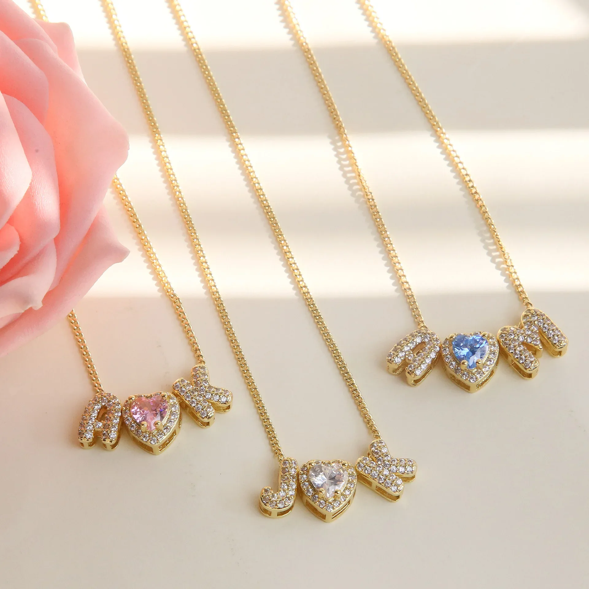 New Customizable Alphabet Initial Small Pendant Necklace Sparkling CZ Zircon A-Z Letter Gold Color Choker Birthday Gifts Jewelry