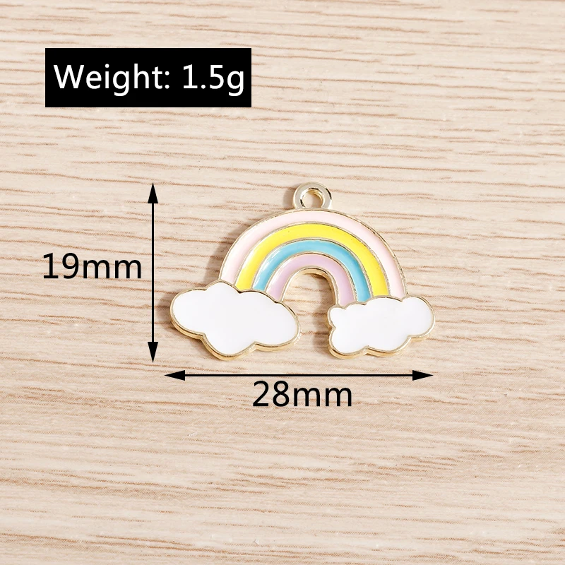 Tusember 10/20 Stück zufällige Charms Emaille Sonne Wolke Regenbogen Charms Anhänger für Halsketten Ohrringe Armband DIY Schlüsselanhänger Schmuck – Detail 13