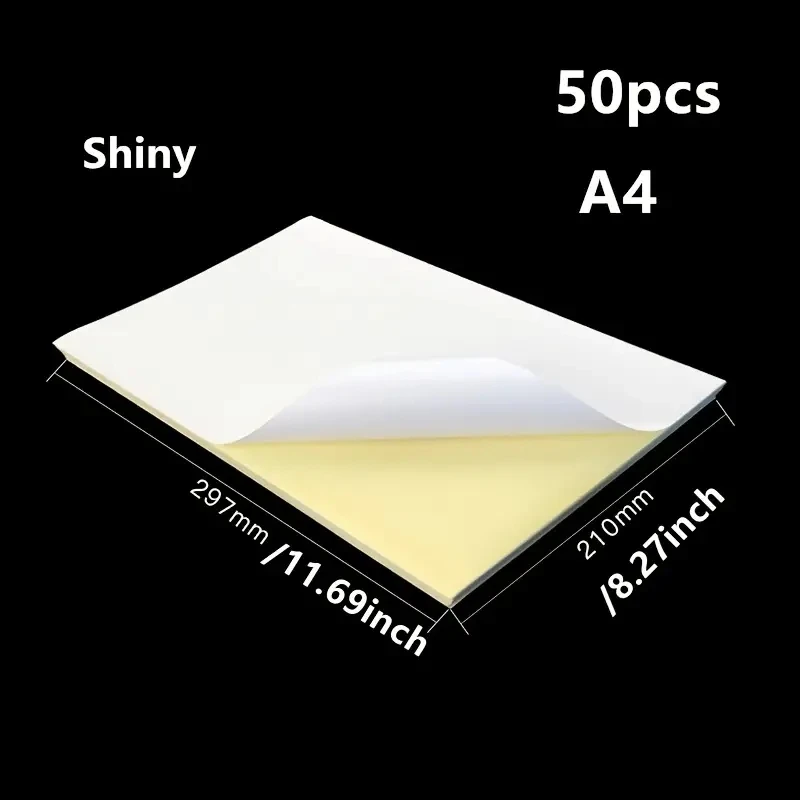 50 Sheets A4 Self-adhesive Sticker Label Vinyl Sticker Paper For Inkjet Printer