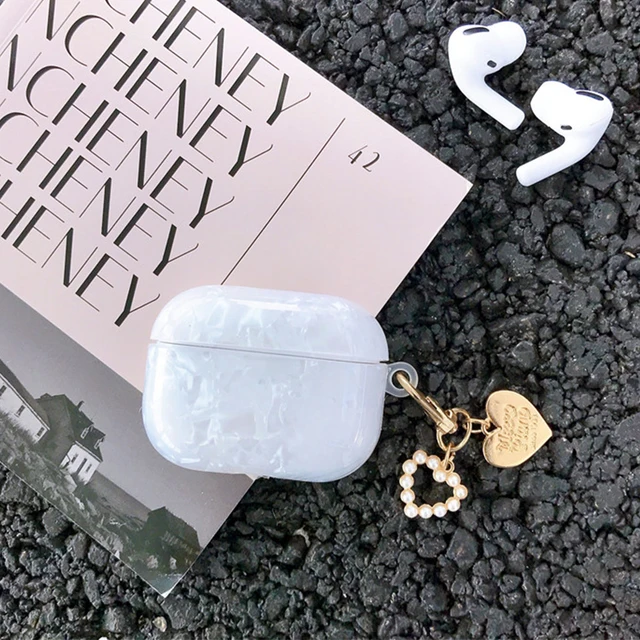 Luxury Girls Pearl Shell Case for Apple Airpods 1 2 3 Case for AirPods Pro Case with Keychain Earphone Accessories Headphone Box whiteFor AirPods Pro