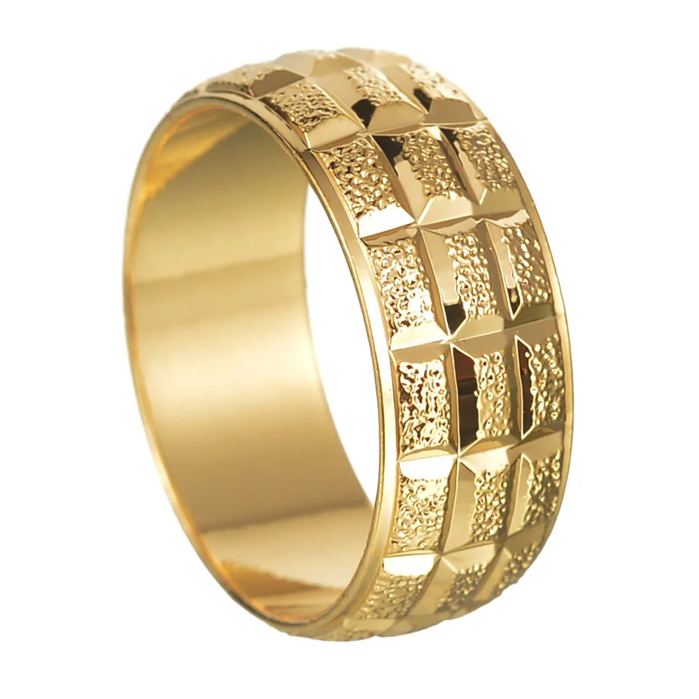 Anillos de acero inoxidable chapados en oro para hombres, bandas de boda irregulares, joyería clásica de aniversario, regalo de fiesta, moda de 8mm