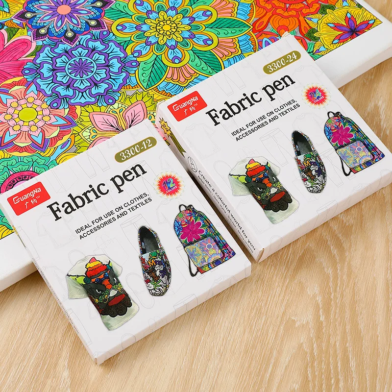 

24 Color Fabric Markers Pens Set Permanent Clothes Textile Marker Fabric Paint Pen DIY Crafts T-shirt Pigment Painting Pen