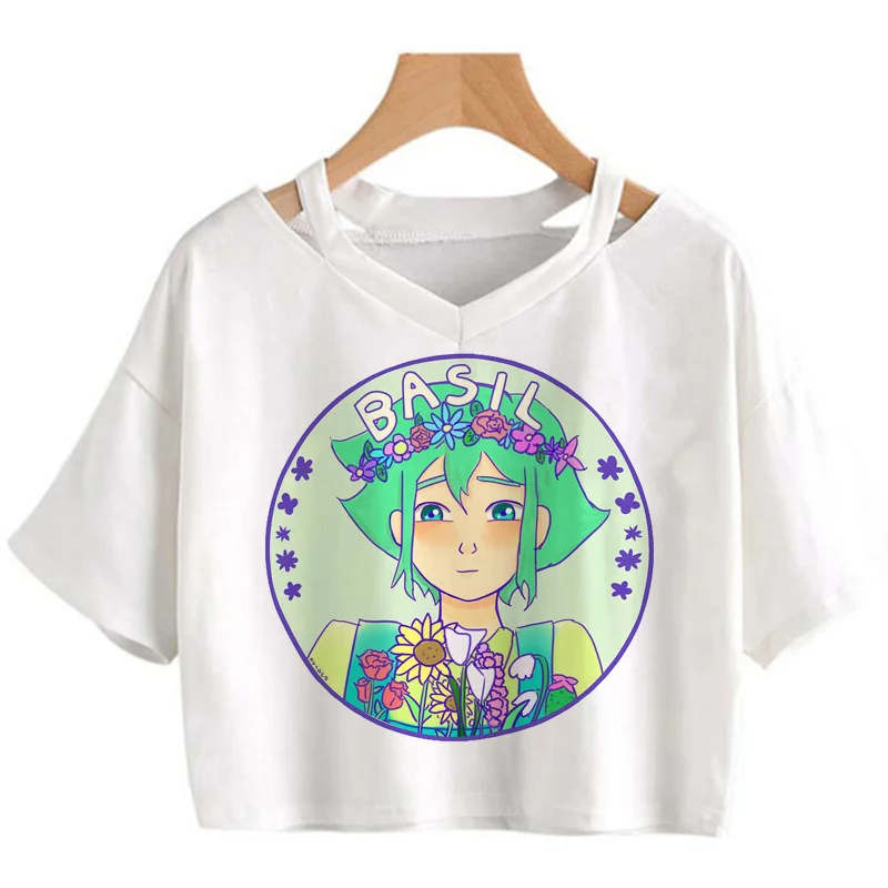 

omori t-shirt tshirt female white casual kawaii clothes crop top tumblr white t shirt