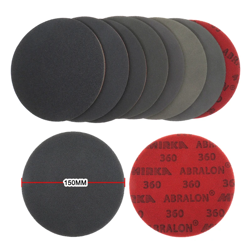 Sandpaper Foam Sponge-Backed Wet Dry Sanding Discs 6 Inch 150mm Hook and Loop 1/3Pcs for Car Wood Drywall Metal