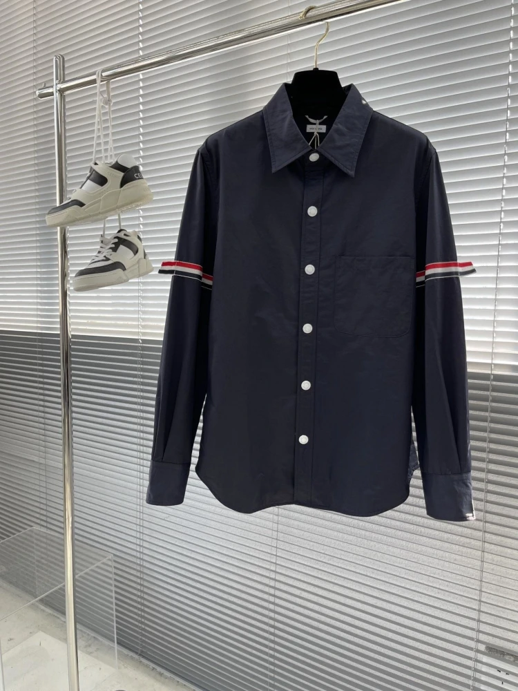 

Autumn TB Shirt Casual Slim-Fit Three-Color Woven Tb Shirt Coat Men'S Business Long-Sleeved Shirt Jacket Pointy Collar Inch Coat
