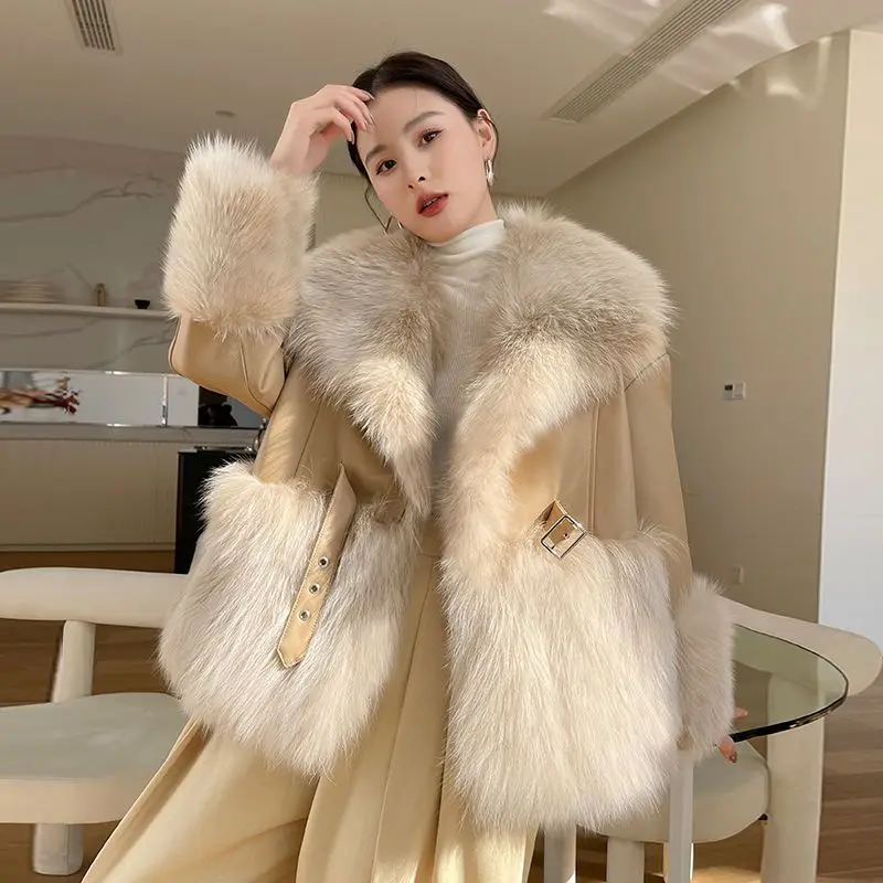 

Winter Imitation Fur Jacket Women Plush Warm Thickening Solid Coat Fashionable Flocking Furry Soft Outwear Top Spliced T71