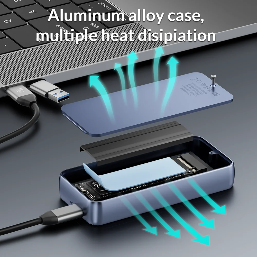 PHIXERO 40Gbps USB 4.0 Thunderbolt 3/4 SSD Case Hard Driver M.2 NVMe PCIE Enclosure Compatible With USB 4/3.2/3.1/3.0/ For Mac